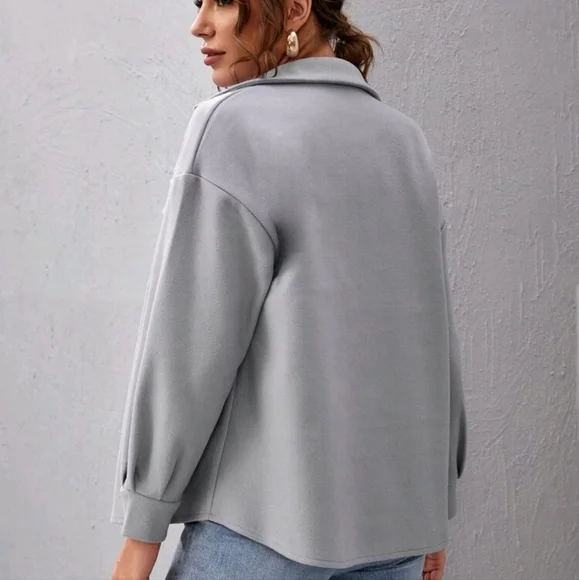 Drop Shoulder Buttoned Overcoat - Picture 2 of 6